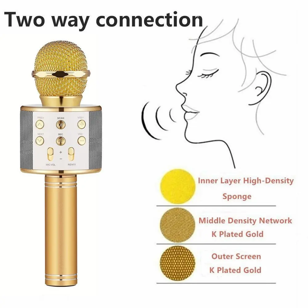 WS858 Bluetooth микрофон со встроенным динамиком портативный беспроводной записи, онлайн-учитель шоу звук подобрать ПК микрофон