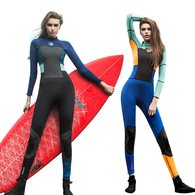 Hisea 1.5MM Neoprene Wetsuit Women One-Piece Ladies Scuba Diving Suit Long Sleeve UV Prevent Surfing Swimming Diving Equipment