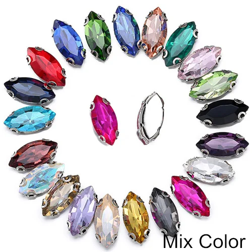 Mix Color 5 размеров, прозрачные стразы для глаз лошади, пришивные стразы с когтями, Стразы для одежды, украшения B0833 - Цвет: Mix Color