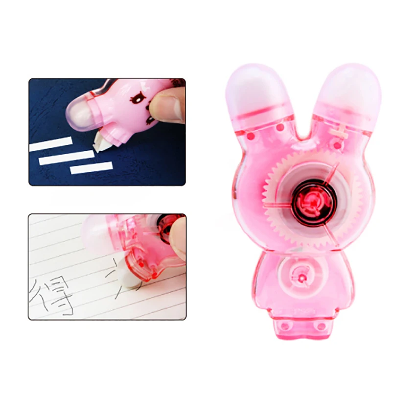 Кролика Форма Корректирующая лента с верхней частью ластика 5 мм x 6 м белый перо