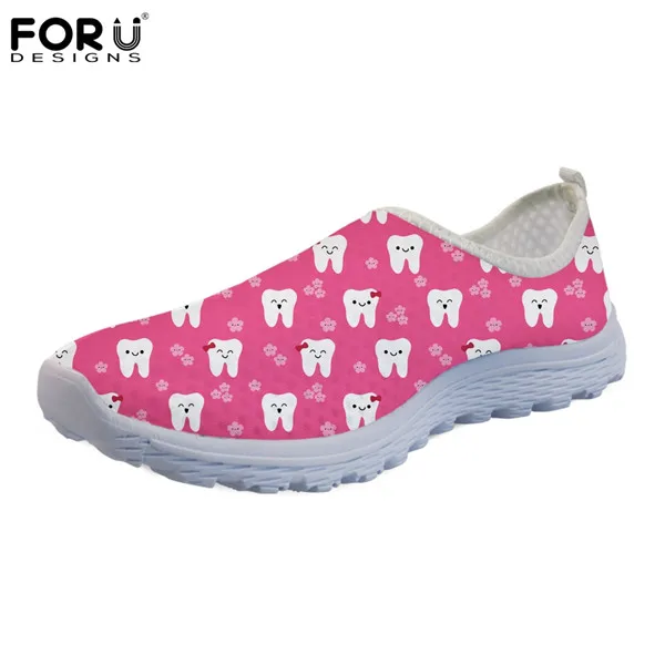 CJ0384AA FORUDESIGNS/женские кроссовки с милым рисунком дантиста; Модные слипоны; женская брендовая повседневная обувь на плоской подошве; женская летняя обувь; Dentista Zapatos - Цвет: CJ0384AA