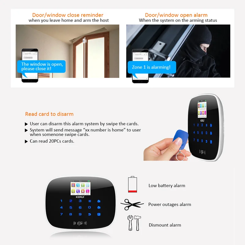 KERUI lcd PIR датчик GSM Autodial домашняя офисная охранная сигнализация с поддержкой 2G