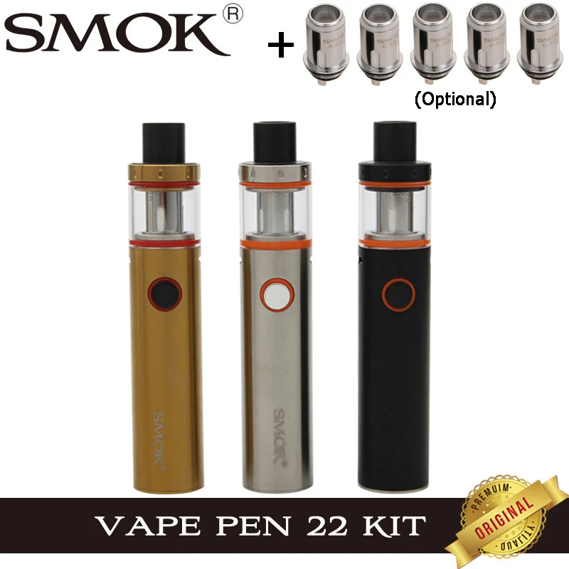 Электронная сигарета Smok Vape Pen 22 комплекта со встроенным аккумулятором 1650 мАч Vape Pen 22 резервуара Ом двухъядерный светодиодный испаритель