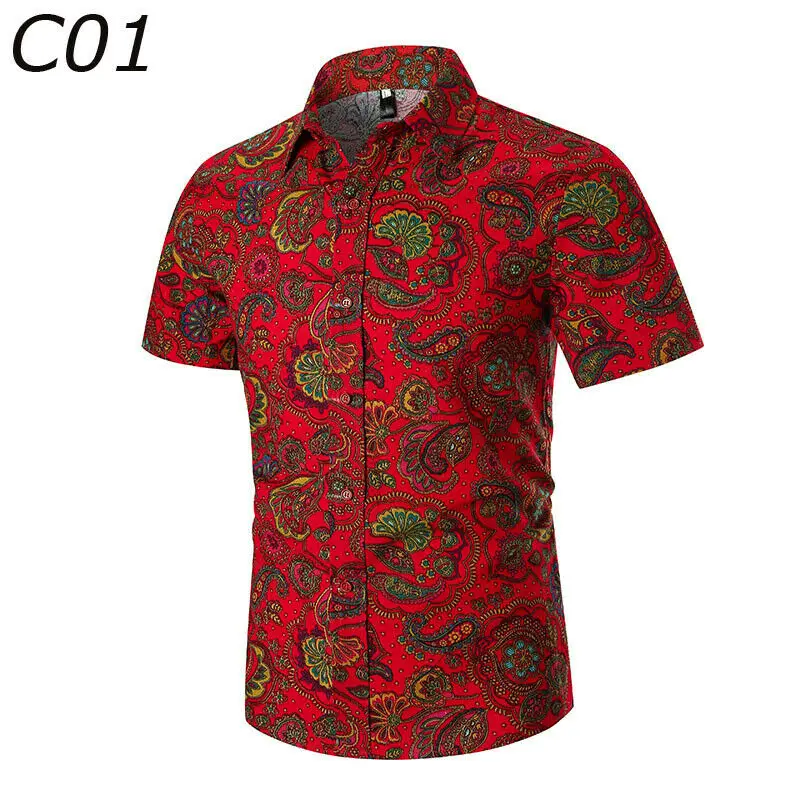 Мужская Облегающая рубашка с коротким рукавом формальная летняя принтом 2019 |