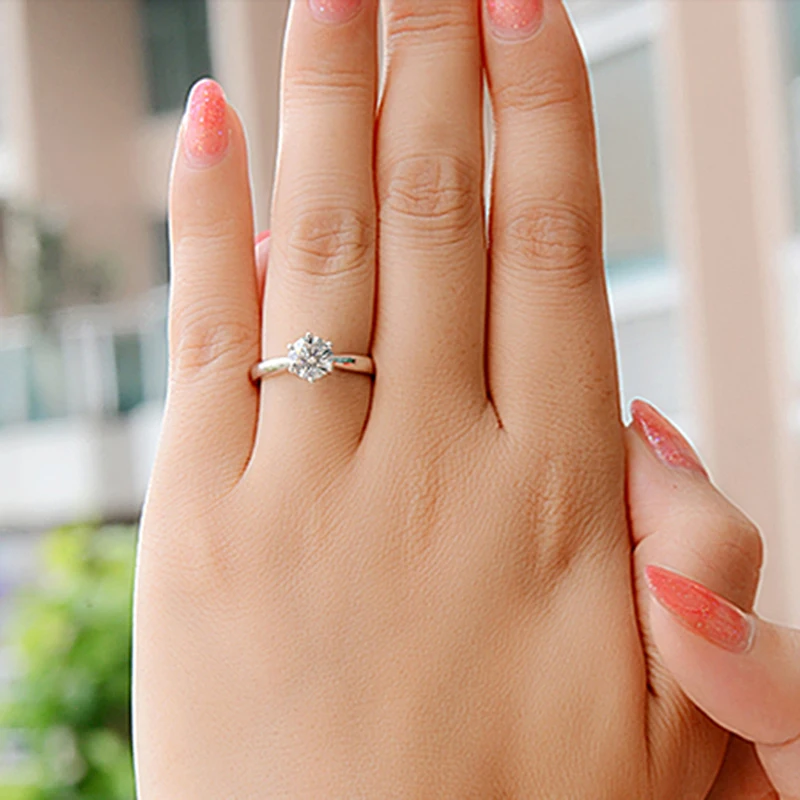 Роскошный классический брендовый дизайн один карат против D color Forever One Moissanite Помолвочные кольца с бриллиантом для женщин 18 K Au750 белое золото