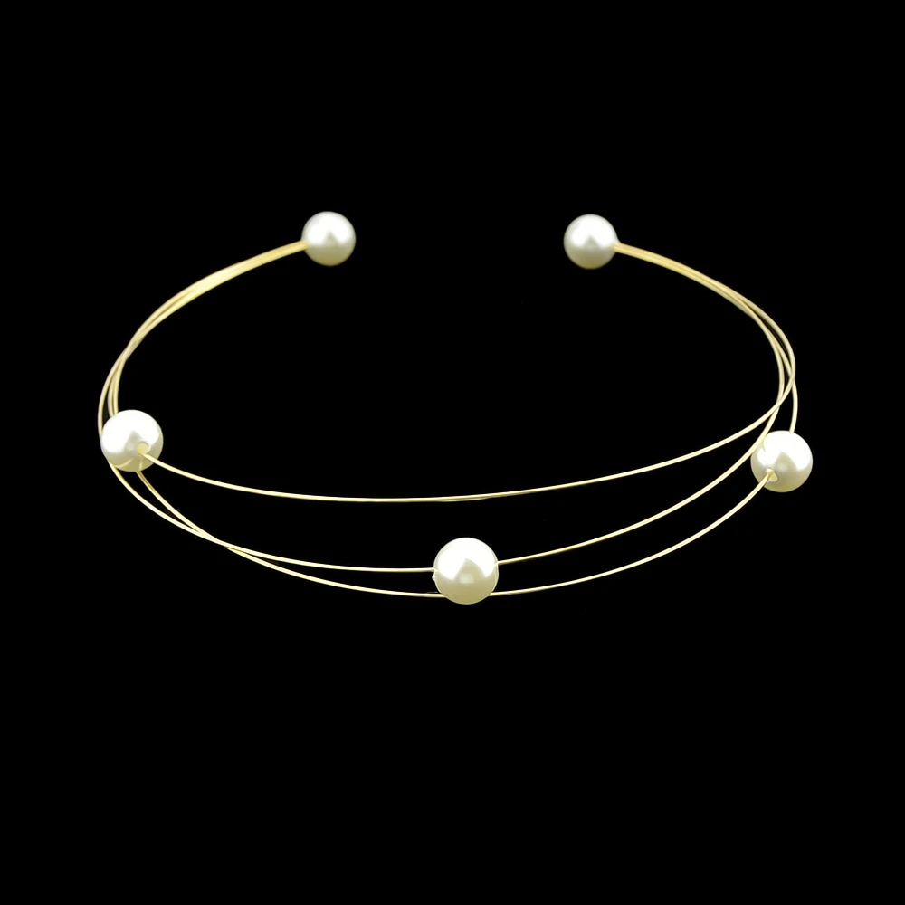 Joywish Gold-Color Silver Color Multi Layer Chain With Simulated-pearl Choker Necklace For Women Accessories Jewelry | Украшения и