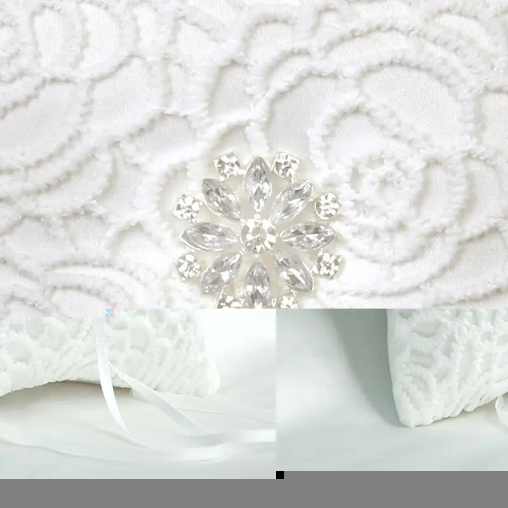None White Lace Rhinestone Wedding Ring Bearer Pillow 6 x inch Collection-15 | Дом и сад