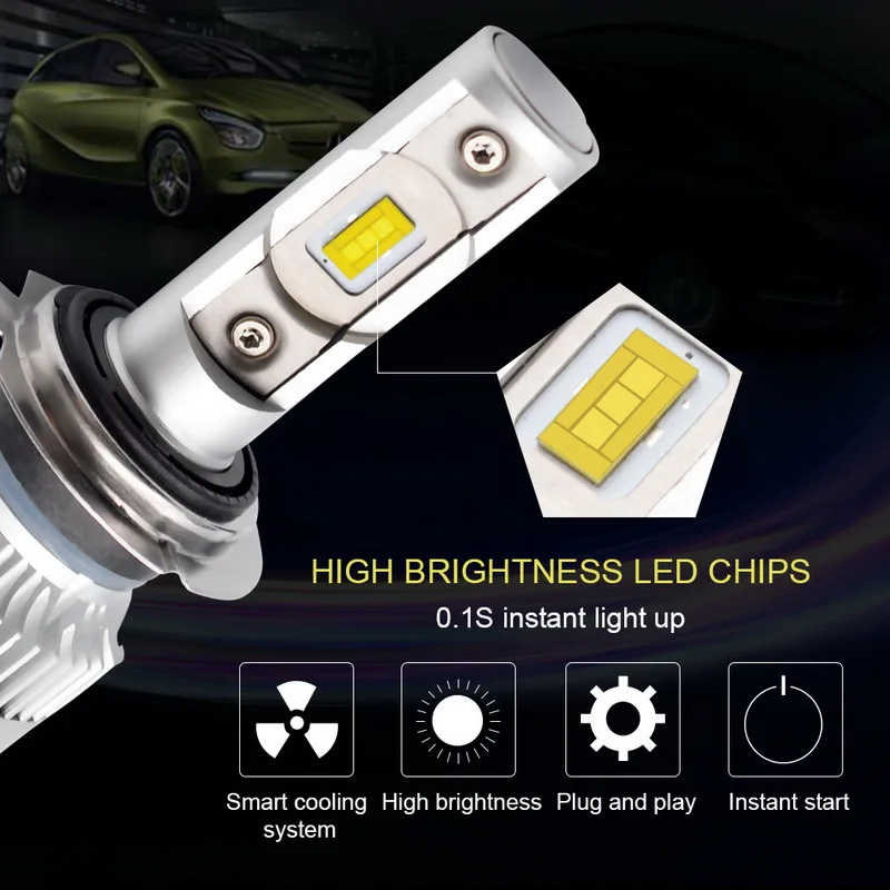 Автомобильные светодиодные лампы H7 H4 H8 H9 H11 70 Вт 6000 лм|Передние LED-фары для авто| |