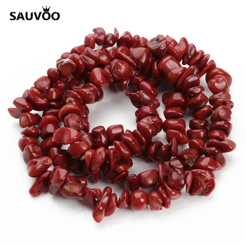 SAUVOO 1 нитка/партия нестандартные красные коралловые бусины около 80 см 8-12 мм в