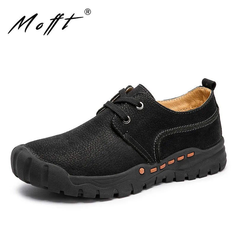 Мужская кожаная повседневная обувь большого Size38-45 с круглым носком на шнуровке