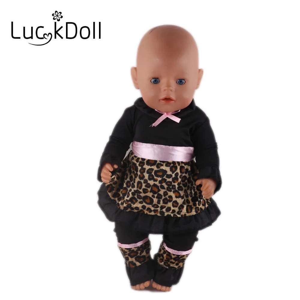 Одежда LUCKDOLL с леопардовым отстрочкой подходит для 18-дюймовых американских кукол