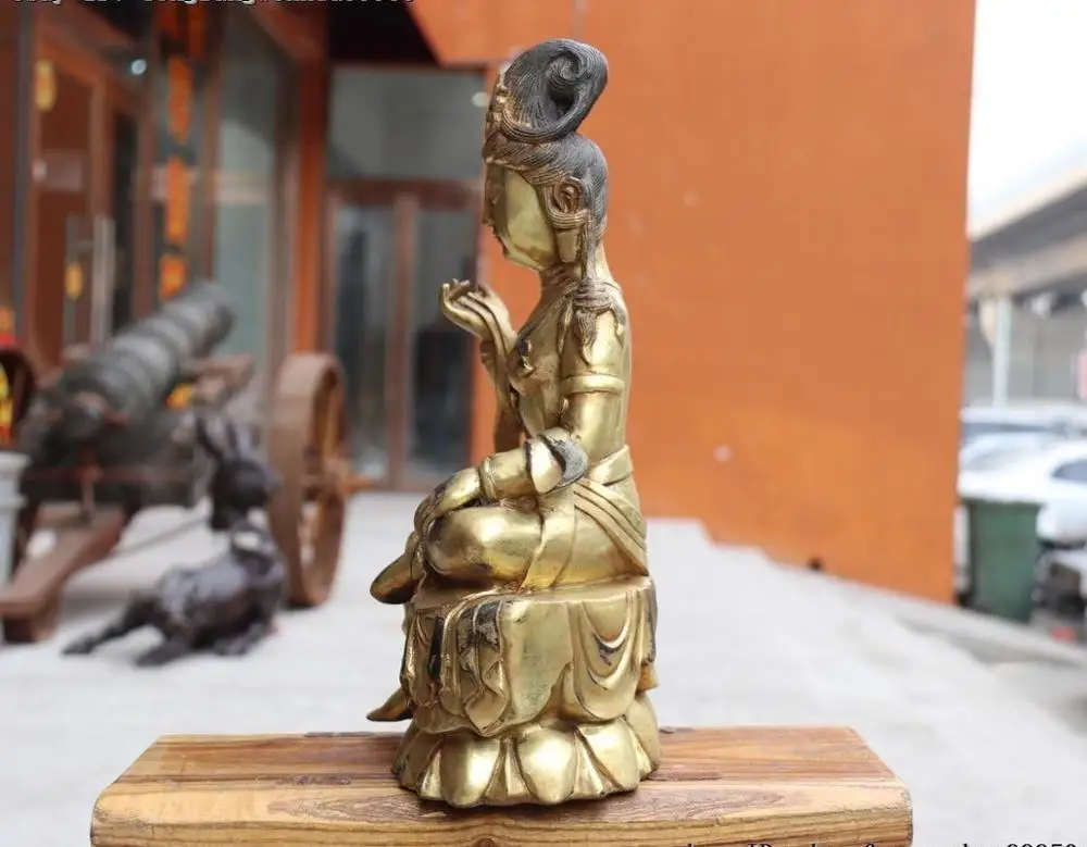 Тибетский медный блеск Kwan-yin Guan Yin GuanYin Avalokitesvara статуя божества Будды | Дом и сад