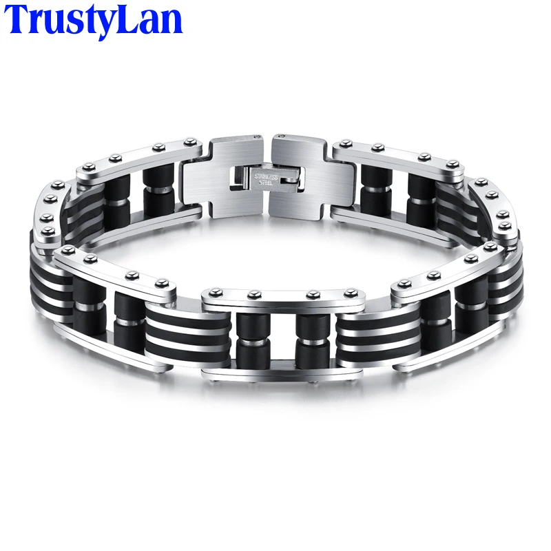 Крутой Панк Рокер черный силиконовый мужской браслет Homme Высокое качество