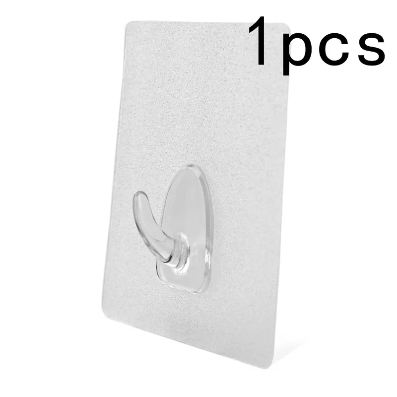 1pcs 1Pcs Transparent Strong Self Adhesive Door Wall Hangers Hooks For Silicone Storage Hanging Kitchen Magic Bathroom Accessories - Цвет: 1pcs