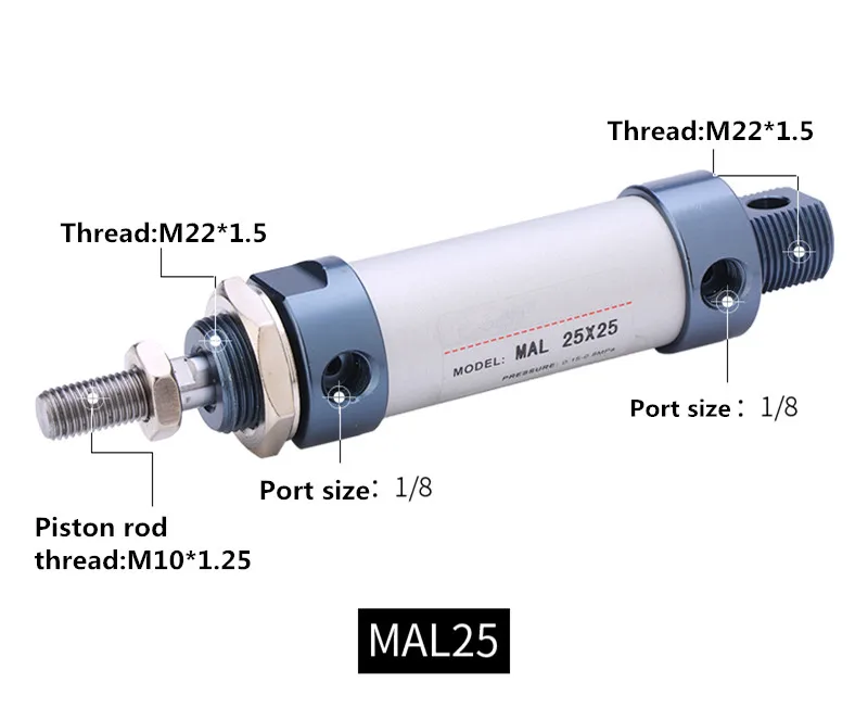 Бесплатная доставка Алюминий сплава пневматический цилиндр MAL25mm диаметр 25 мм 500