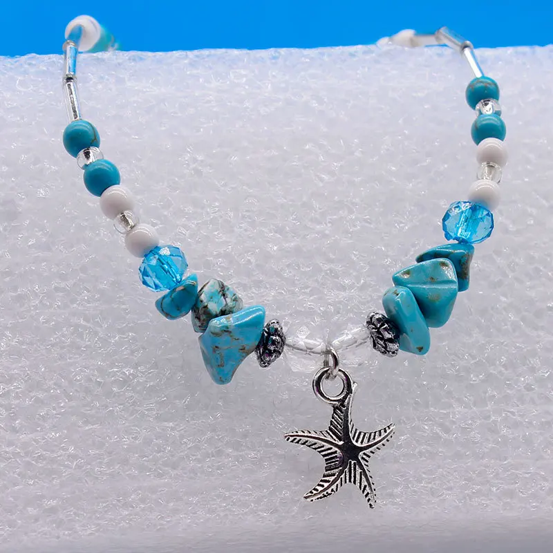 Ручная работа сплава кристаллической морской звезды на летние бохемские женские ножные браслеты-цепочки.