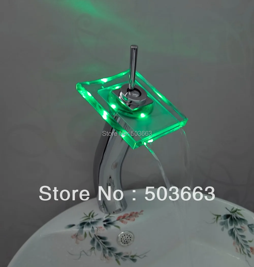 Хороший водопад светодиодный хромированный кран для раковины ванной комнаты с