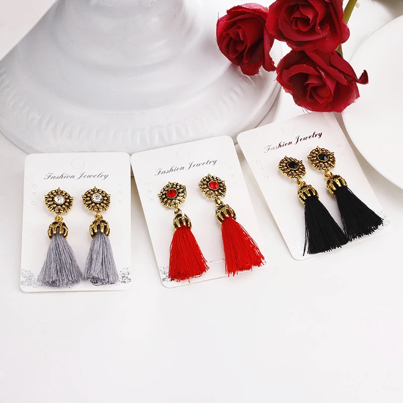 Богемный Стиль ручной работы кисточкой серьги для Для женщин Винтаж цветок со