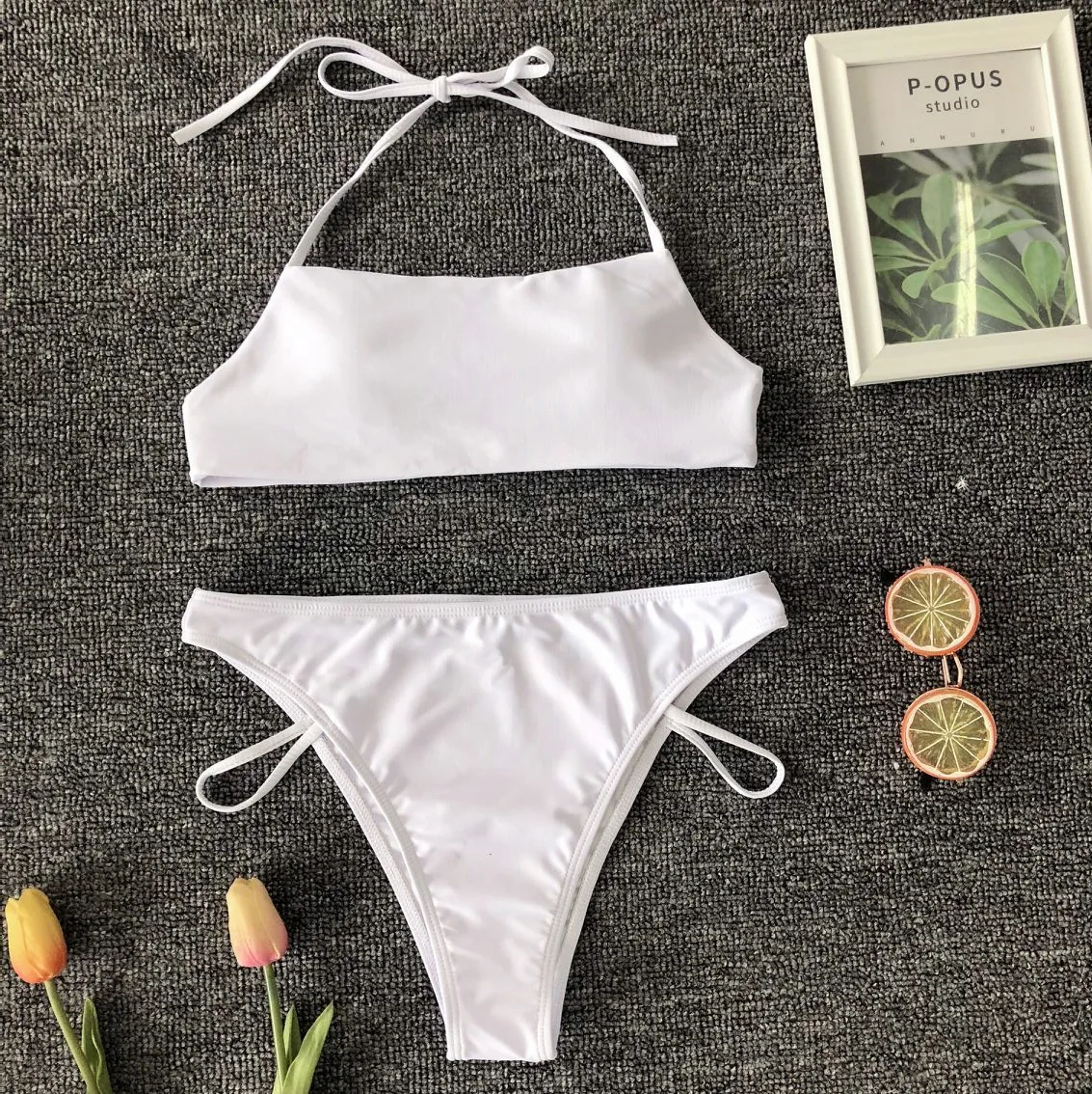 

COSPOT Bikinis Solid Push Up Bikini 2019 Hot Sale Padded Bra Straps High Waist Swimsuit Swimwear Women Print Biquini XL