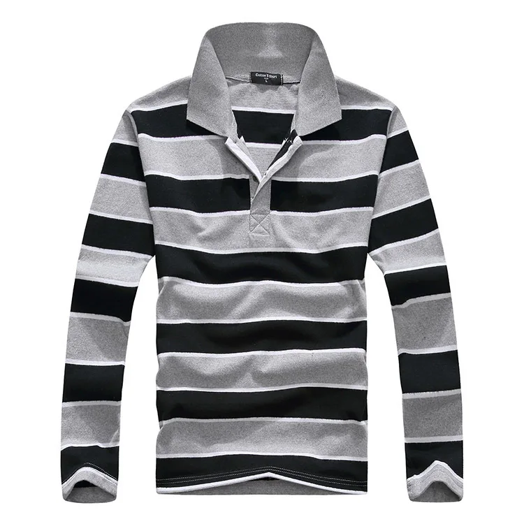2015 New Arrival fashion Anti-pilling Cotton Full Casual Striped Loose Contrast Color Autumn And Winter Polo Men Shirts | Мужская одежда