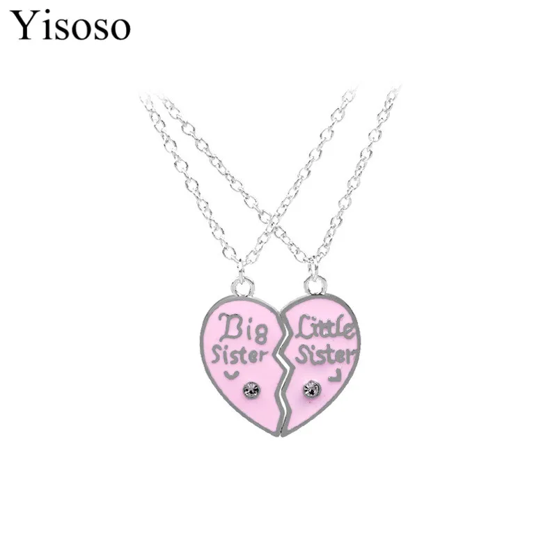 Yisoso 2 шт./компл. ожерелье с подвеской из горного хрусталя надписью Good Sister и Big Little