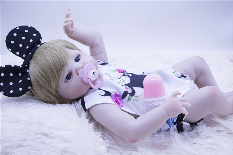 57 см bebe boneca reborn silicone baby dolls com corpo de menina Детские куклы лучший подарок 100%