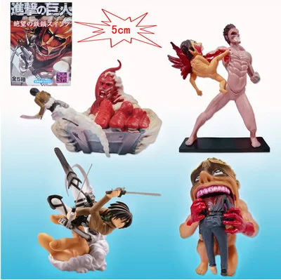 4pcs/ set Q version 7-10CM Anime Figure Attack on Titan Levi Ackerman Mikasa PVC Action Collectible Model | Игрушки и хобби