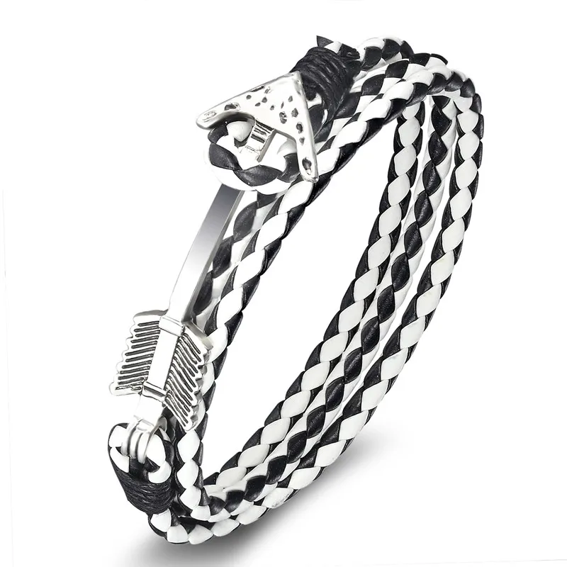 Новинка 2019 модный мужской браслет черные браслеты в стиле панк с якорем и кожаные
