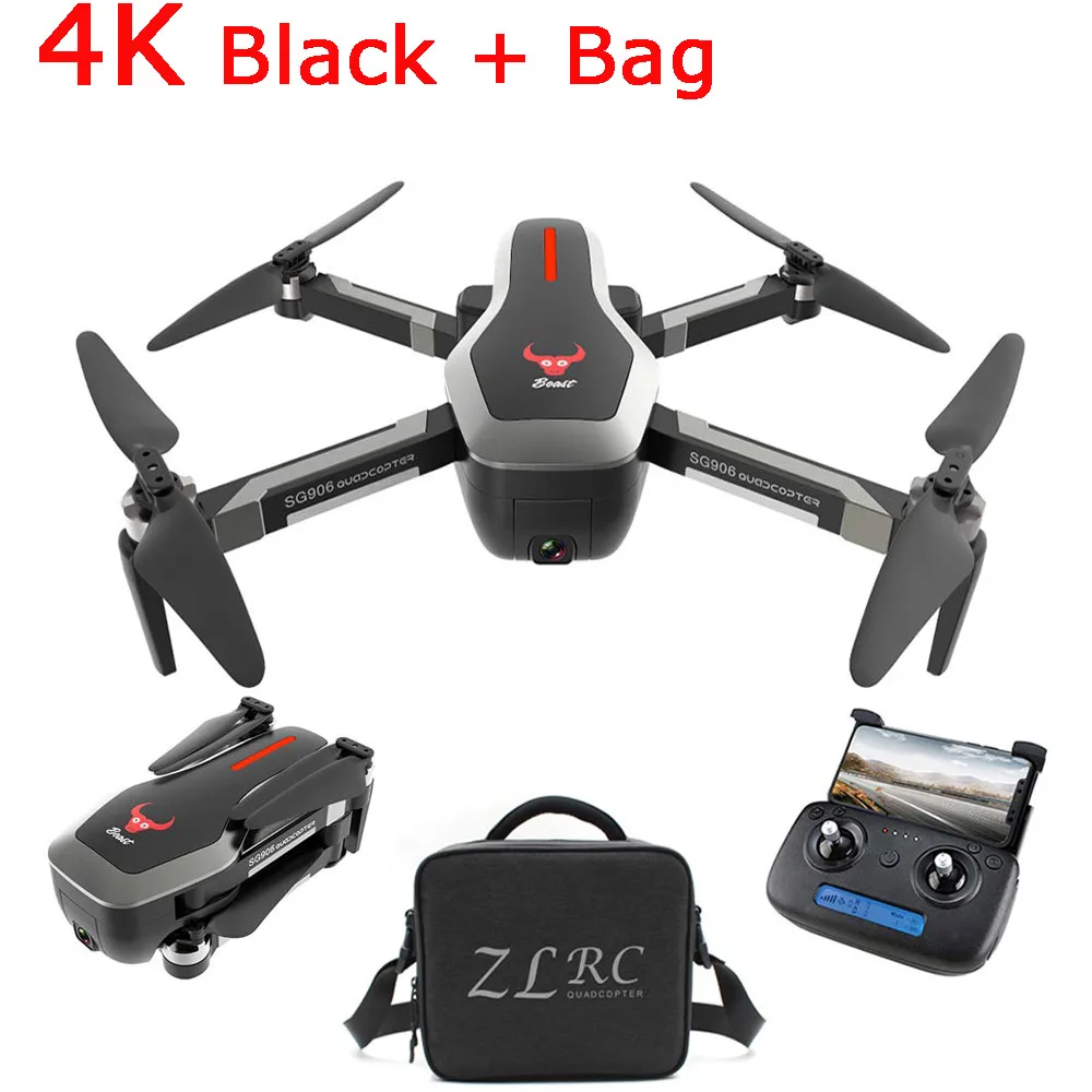 EBOYU SG906 gps Радиоуправляемый Дрон 4 K HD фронтальная камера+ 720 P камера вниз-вид 5G WiFi FPV складной бесколлекторный Дрон позиционирования RTF - Цвет: Black 4K with Bag