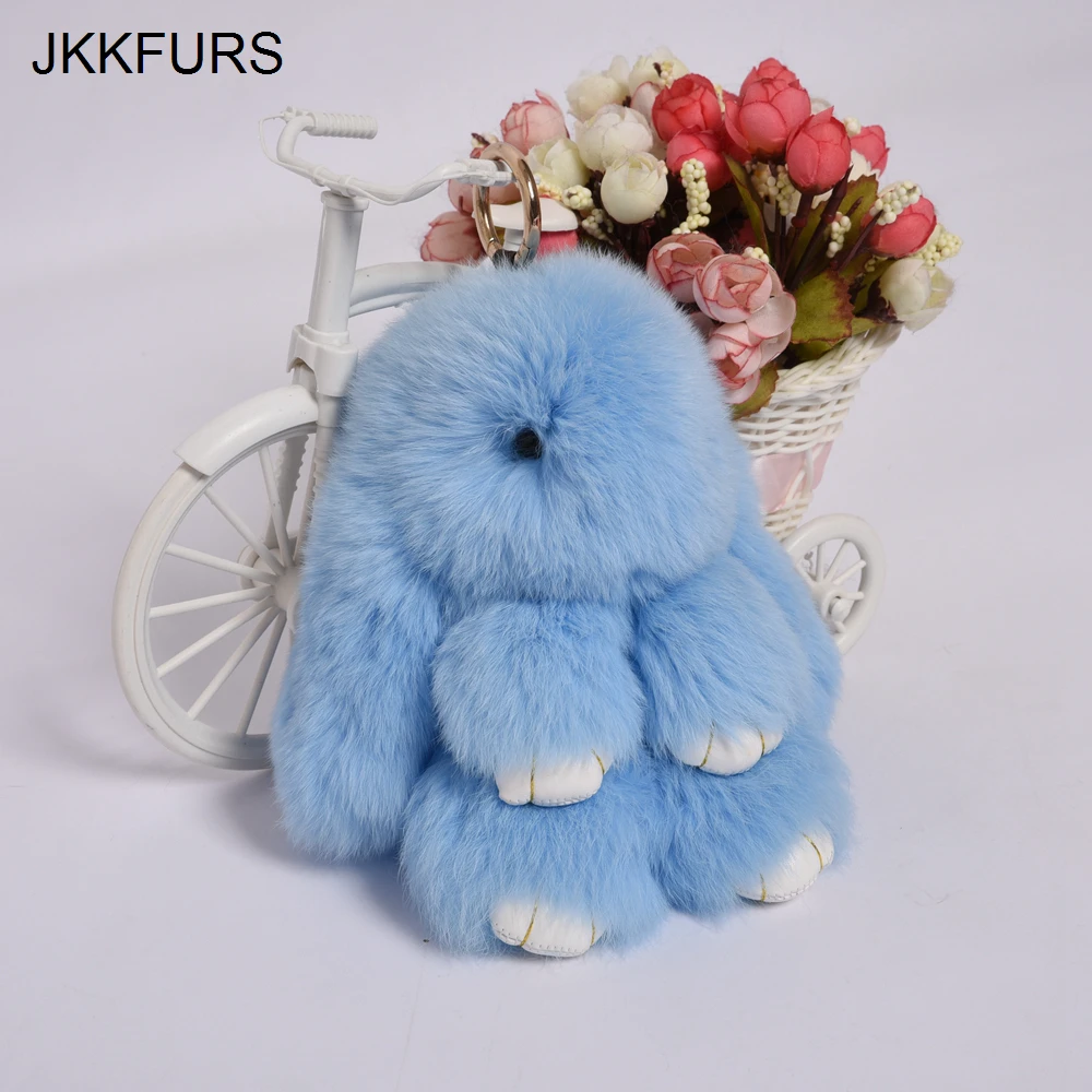 JKKFURS 2019 Новое поступление 18 см Настоящий мех кролика брелки для женщин прекрасный