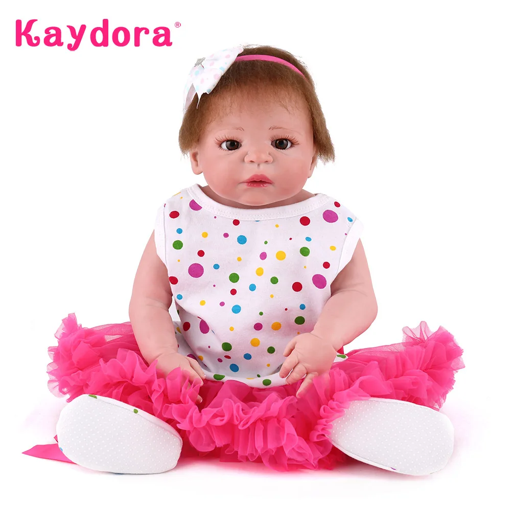 Kaydora 55 см силиконовая кукла реборн для всего тела платье принцессы куклы игрушки