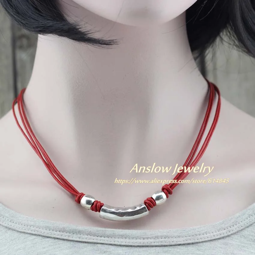 red 42cm Anslow, модное ювелирное изделие,, винтажное, элегантное, женское, короткое, очаровательное, Bijoux воротник, колье, короткое, Neacklace для женщин, подарок, LOW0008AN - Окраска металла: red 42cm