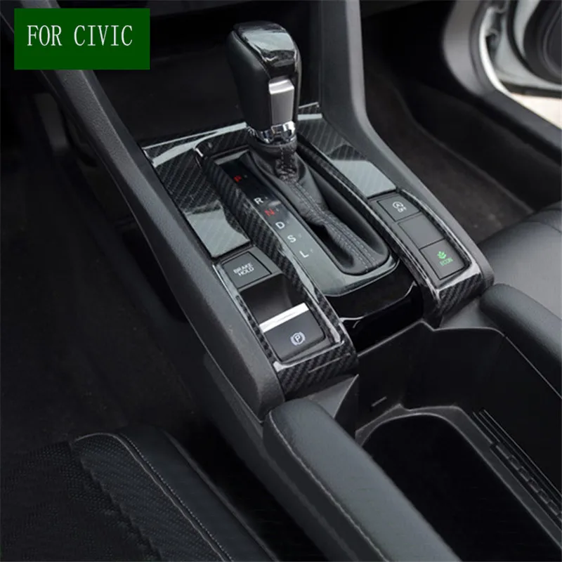 

Стильная ручка переключения передач из углеродного волокна, декоративная панель, рамка, наклейки, крышка, подходит для Honda Civic 2016, 2017, 2018, 10-е л...