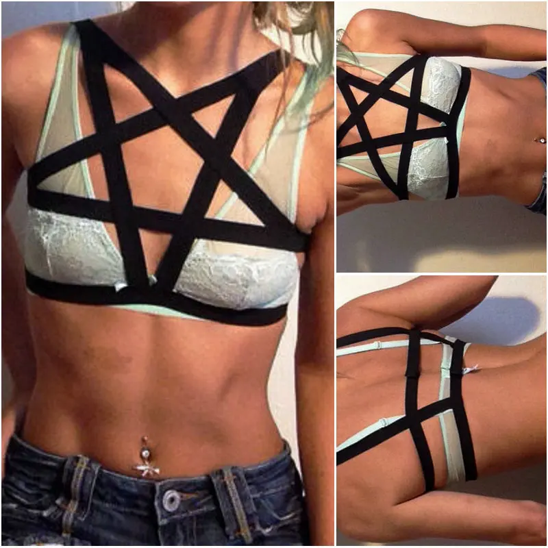 2017 новый пастель гот pentagram грудь ремешок подвязки клетка бюст связывание