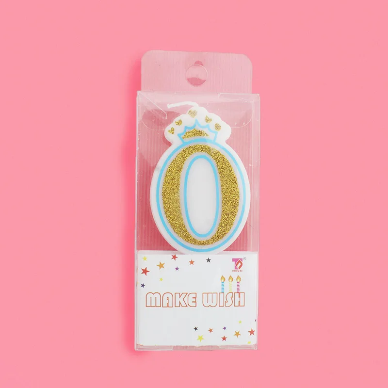Crown Candles BL 0 1 шт., креативные розовые/синие свечи с короной для дня рождения и вечеринки, свечи с цифрами 0-9 для взрослых девочек и мальчиков, свечи для торта, кекса, Топпер, вечерние принадлежности - Цвет: Crown Candles BL 0