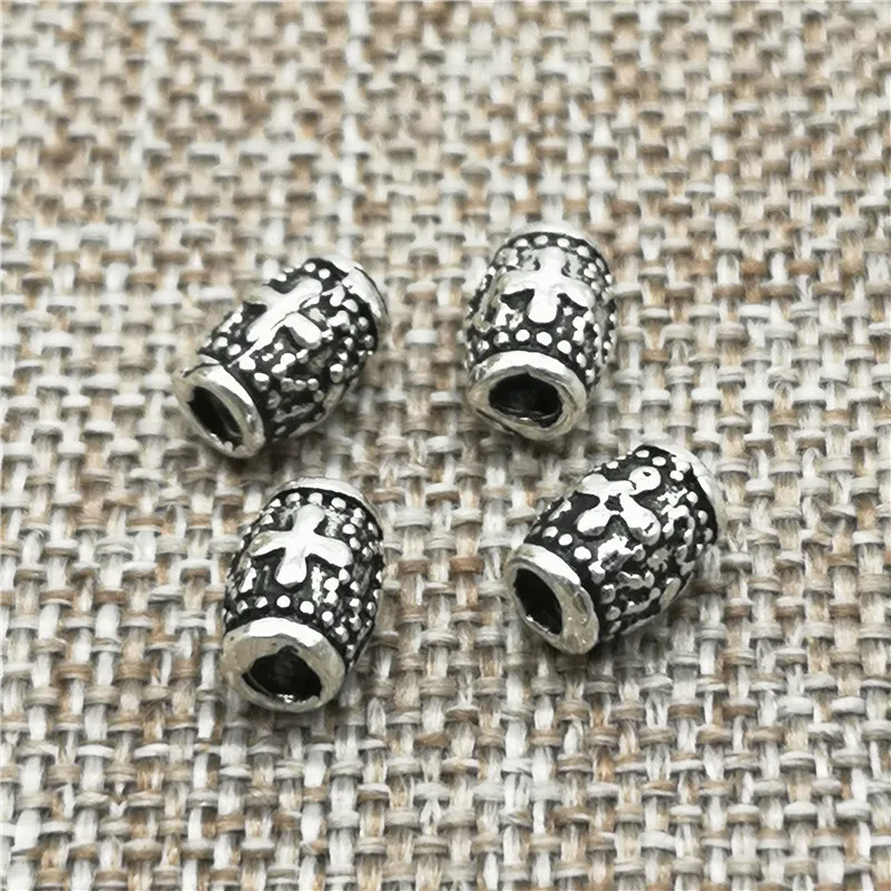 

10 Pieces of 925 Sterling Silver Cross Barrel Beads for Bracelet Necklace