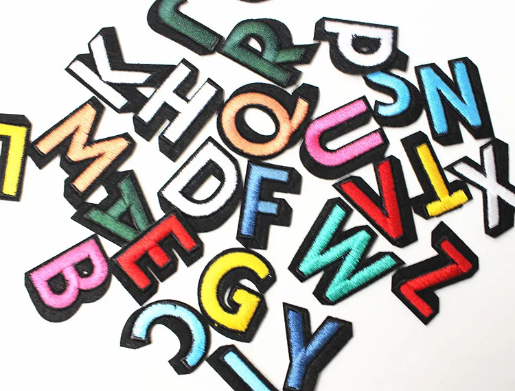 Alphabet Letters Can Choose Colorful Diy Patch With Embroidery Cloth Paste Accessories Iron-on Applique Badge | Дом и сад