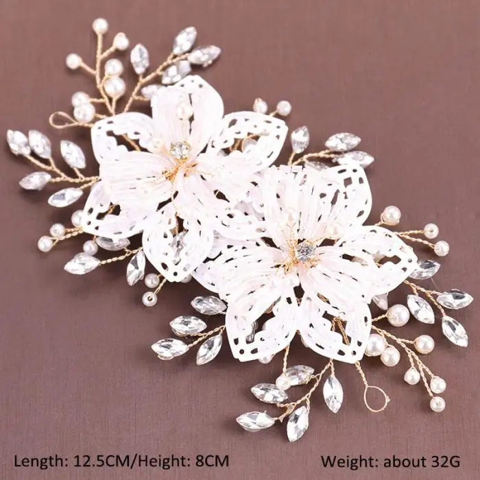 FORSEVEN белый цветок кристалл обруч жемчужный головной убор Tiaras de Noiva Свадебные украшения для волос женские свадебные аксессуары для волос JL
