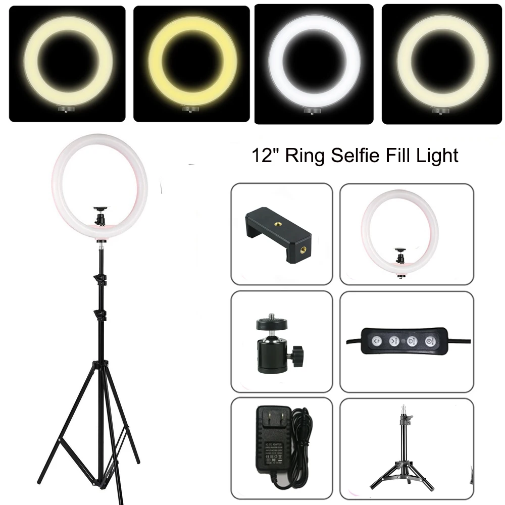 12 &quotDimmable светодиодный студийный фотоаппарат кольцо свет фото телефон видео