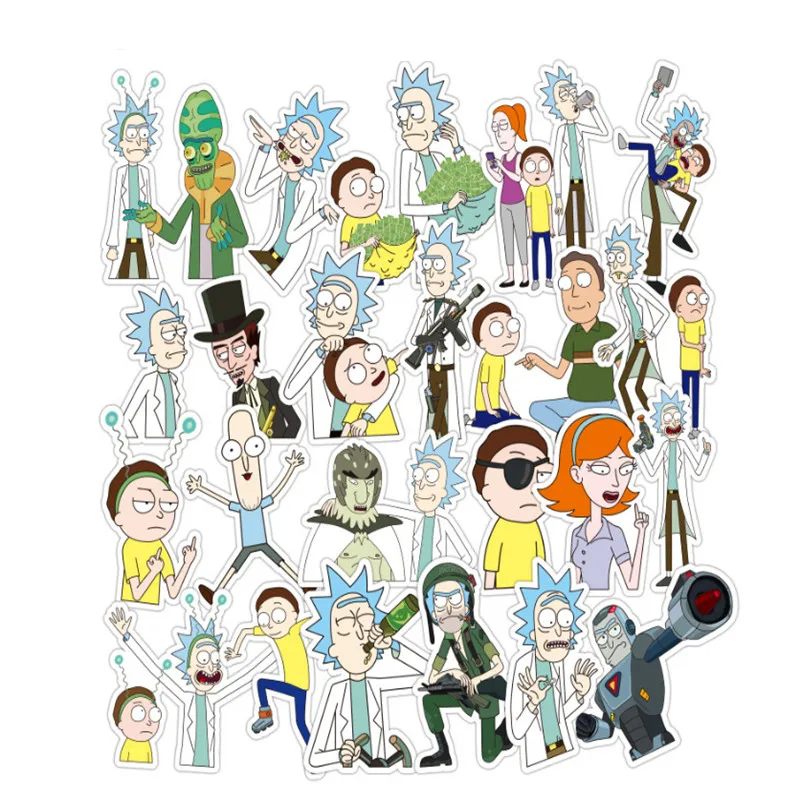 Наклейка s Rick and Morty 45 шт./компл. ПВХ Фильм аниме наклейка скутер компьютер