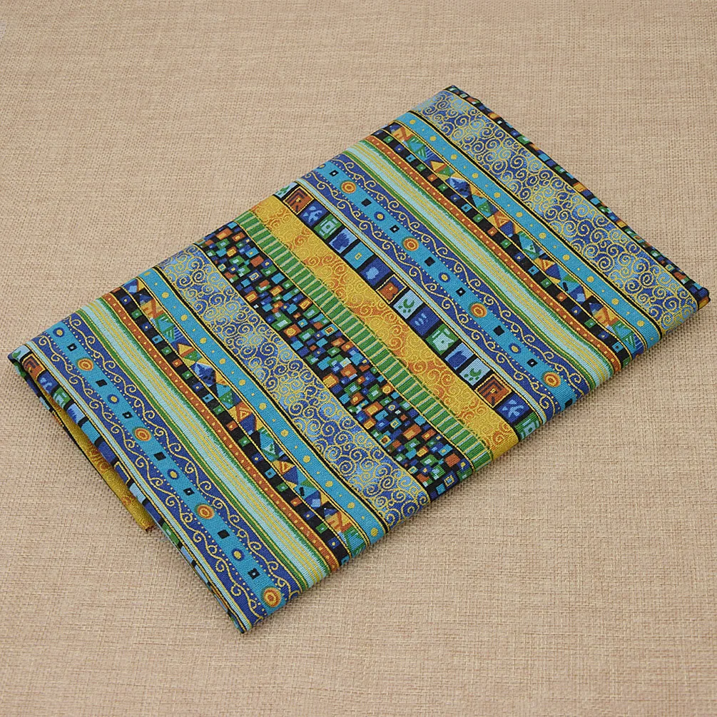 Винтажная ткань из хлопка и льна с этническим рисунком в африканском стиле 50*150 см