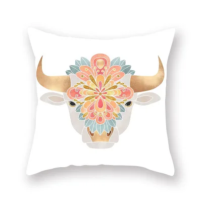 Nordic Style Geometric Marble Cushion Cover Colorful Graffiti Diamond Abstract Pillow Bull Head Flower For Home Chair | Дом и сад