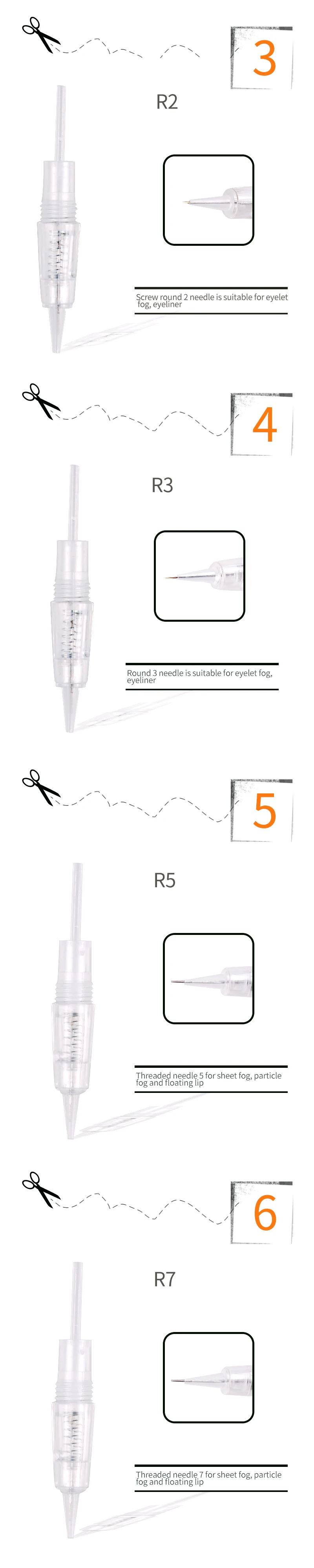 20pcs Disposable Sterile Tattoo Cartridge Needles For Rotary Pen Round Liner Shader Screw Blunt Needle/R1/R2/R3/R5/R7/F3/F5/F7