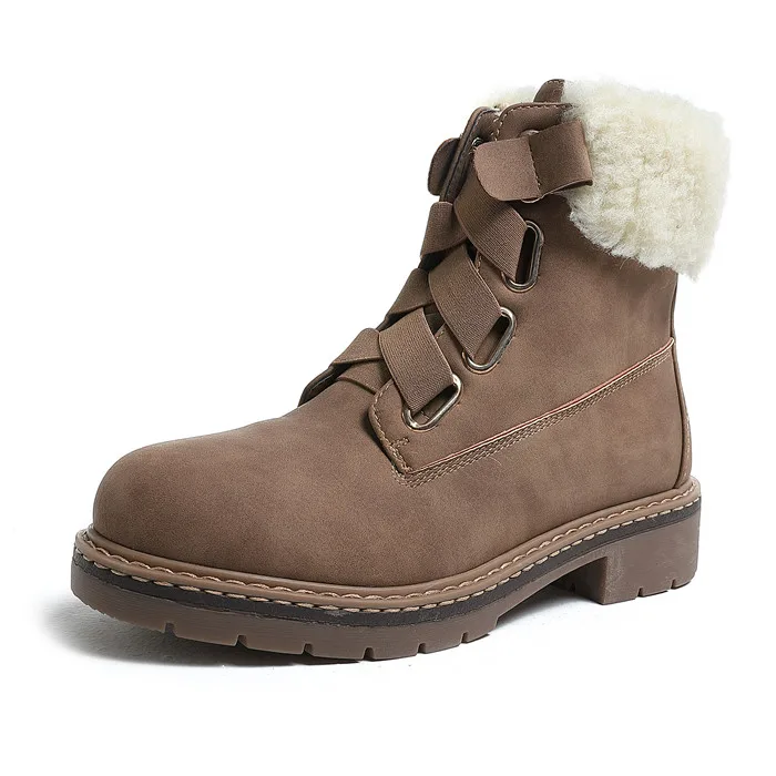 Khaki CAILASTE/Новинка года; зимние женские Ботинки martin для пешего туризма; Теплые ботильоны на меху с эластичной лентой из смешанной шерсти; зимняя обувь; уличная нескользящая обувь - Цвет: Khaki