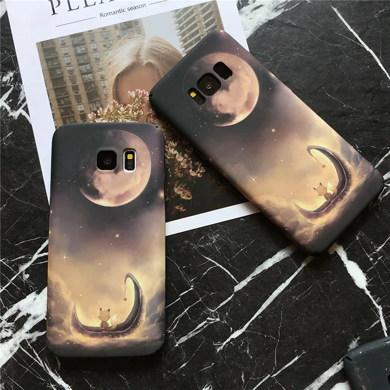 YAMIZOO светящийся чехол для Samsung Galaxy s7 s8 s9 Plus PC Moon On задняя крышка Edge Note 8 чехлы