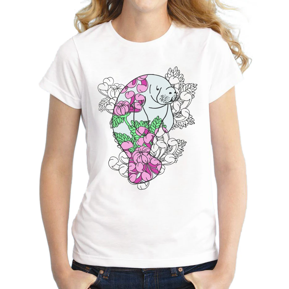 Женская футболка с коротким рукавом цветочным принтом | одежда