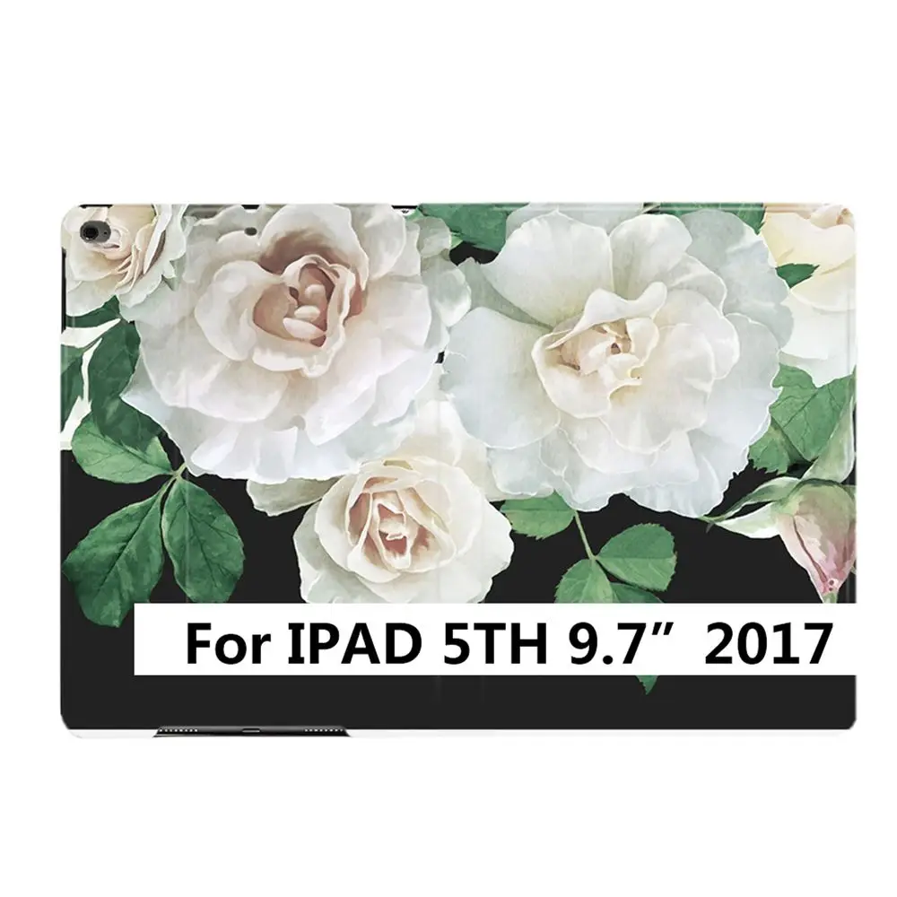 For iPad 9.7 2017 Элегантный красивый белый цветок из искусственной кожи Стенд Смарт чехол для iPad Air 2 3 9," 56 7th 10,2" 10," PRO Mini 4 5 - Цвет: For iPad 9.7 2017