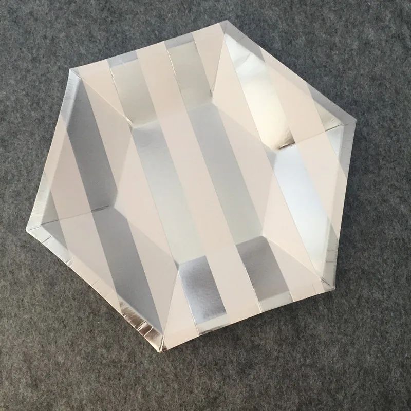 24 шт. бумажные тарелки с полосками из розового золота 9 дюймов | Дом и сад