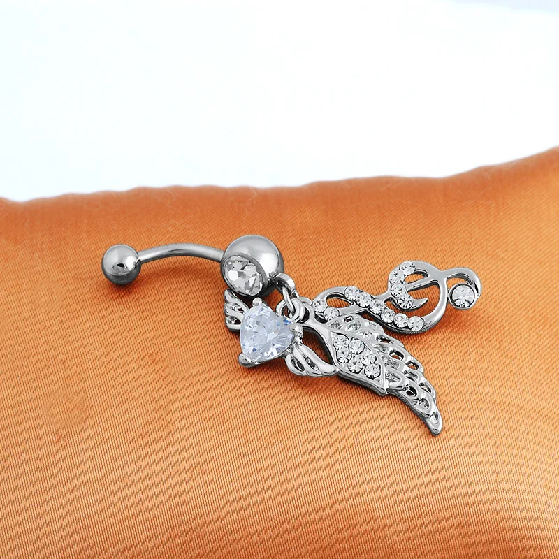 Кольцо для пирсинга пупка с белым цирконом 14 г | Украшения и аксессуары