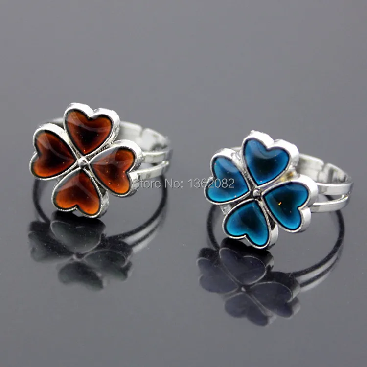 Кольца в виде клевера меняющие цвет 4 цветка регулируемая температура чувства